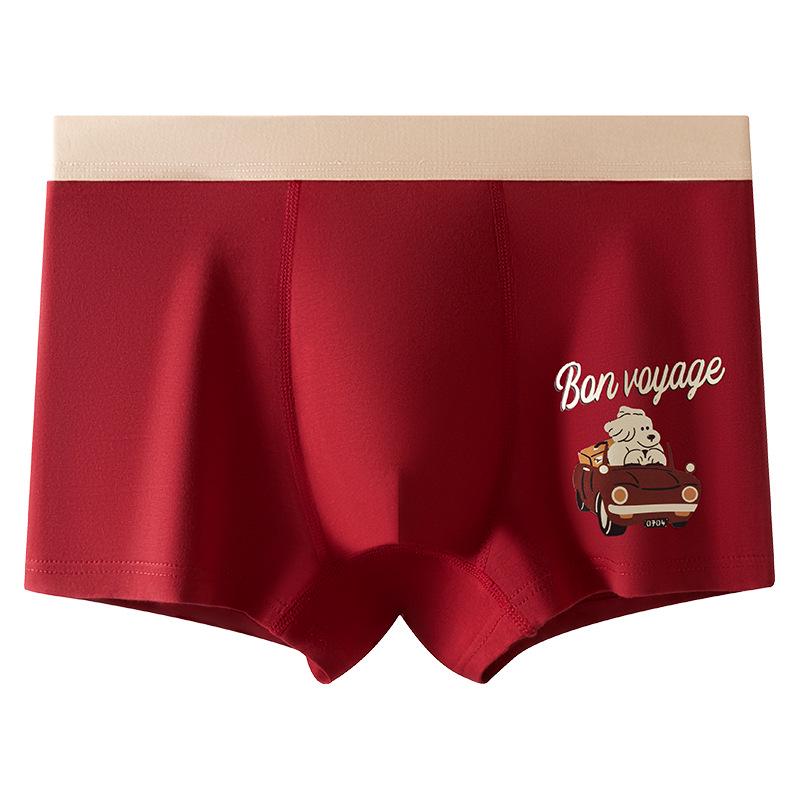 Teen Boys' Red Boxer Briefs - Year of the Rat Pure Cotton Underwear