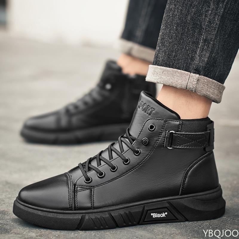 Foott Men's New Spring Autumn Simple Comfortable High Top Shoes Casual Trendy Versatile Retro Warm Cotton Shoes Cm