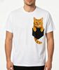 Casual Orange Cat Pocket Print Tshirt Perfect For Loungewear Going Out Or As A Giftan Ideal Choice Fand More Unisexs Tshirt
