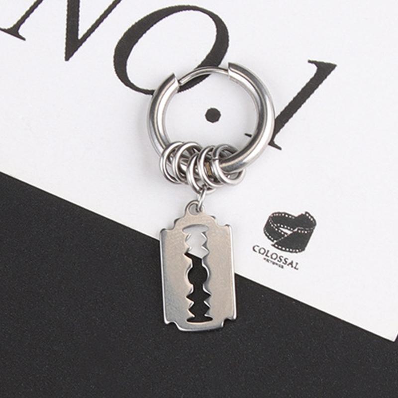 Fashion Stainless Steel Blade Earrings Vintage Razor Hollow Drop Earrings Women Men Punk Jewelry Hip Hop Street Dangle Earrings