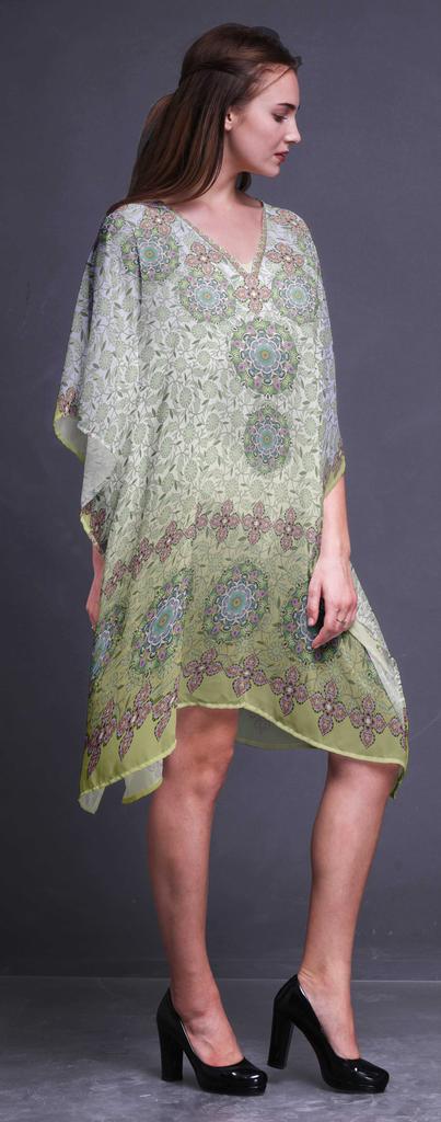 Phagun Ladies Kaftan Holiday Loungewear Midi Dress Beach Coverup-4X-5X