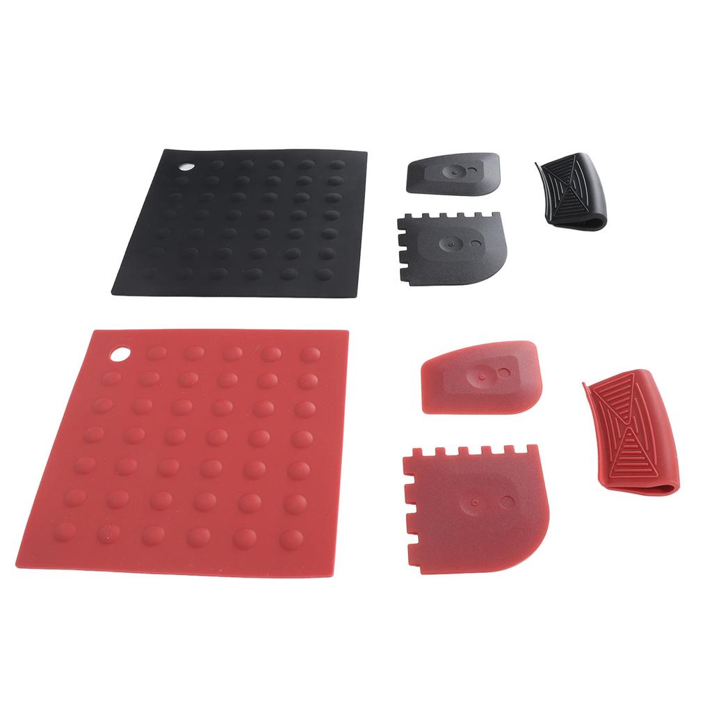 8pcs Silicone Hot Handle Holders Insulation Pad Set with Silicone Pan Scrapers Heat Resistant for