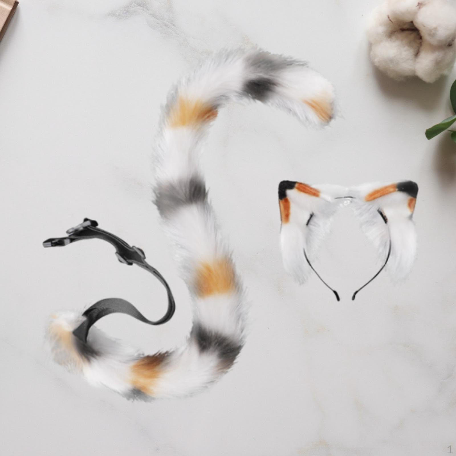 

Набор кошачьих ушек и хвоста для выпускного бала, карнавала, Хэллоуина Black Orange White