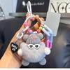 Dopamine Monster Rabbit Fur Charm - Small Coal Ball Backpack Pendant & Cartoon Doll Keychain
