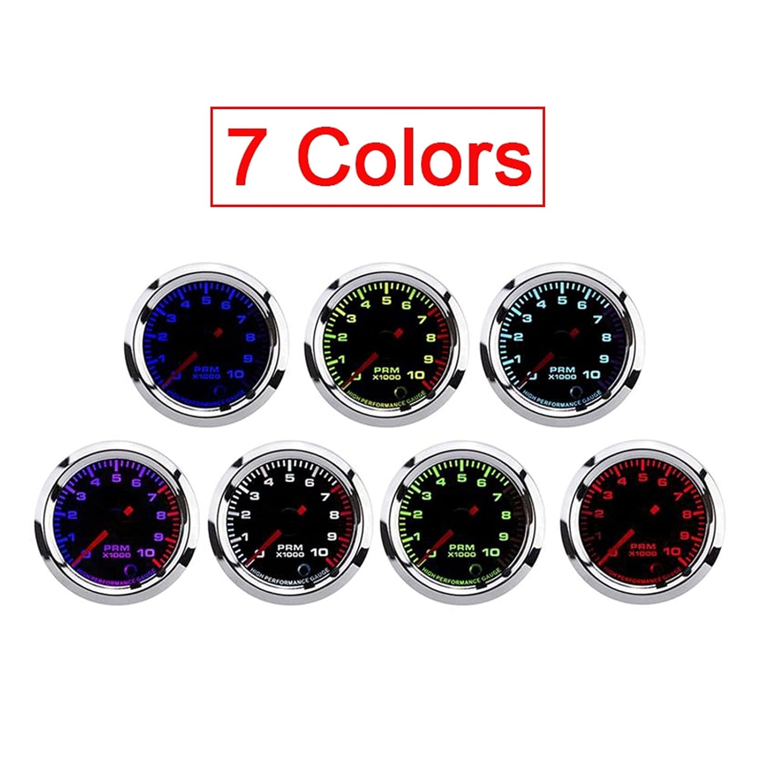52mm/2in Universal Tachometer Revolution Meter, Digital Odometer with Measuring Range 0-10000 RPM, for 4 6 8 Cylinders Speedometer