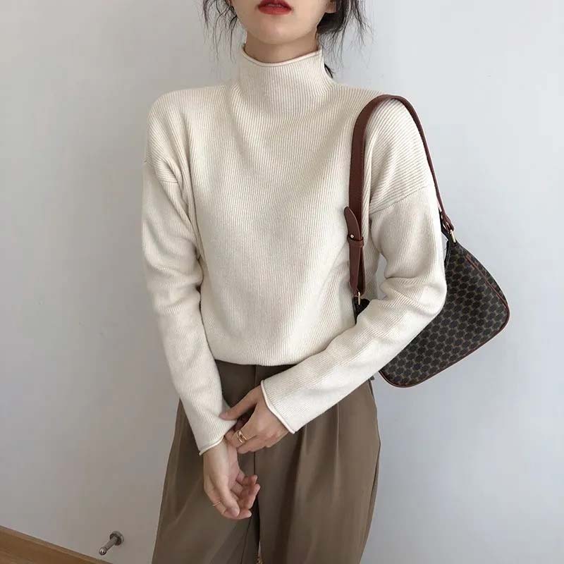 Knitwear Women's Sweater Half Turtleneck Loose All-match Top Bottoming Shirt Autumn and Winter