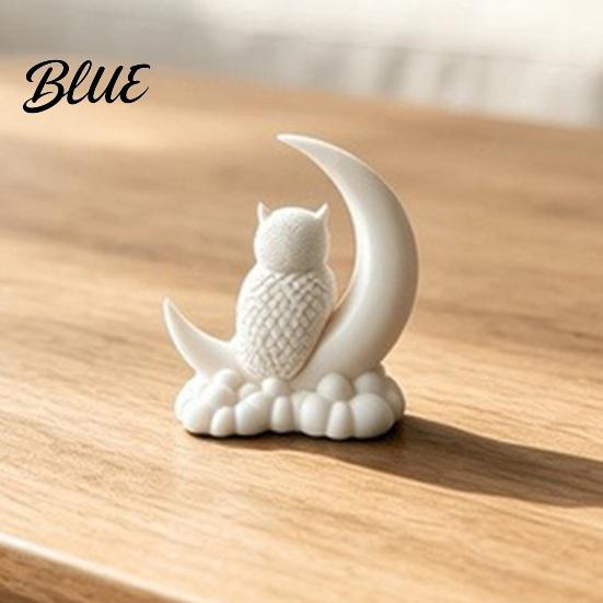 Creative Gift for Holidays Crescent Moon Owl Statue 3D Printed Figurine with Cloud Small Statue Countertop Base Desktop Ornament Home Office Bedroom