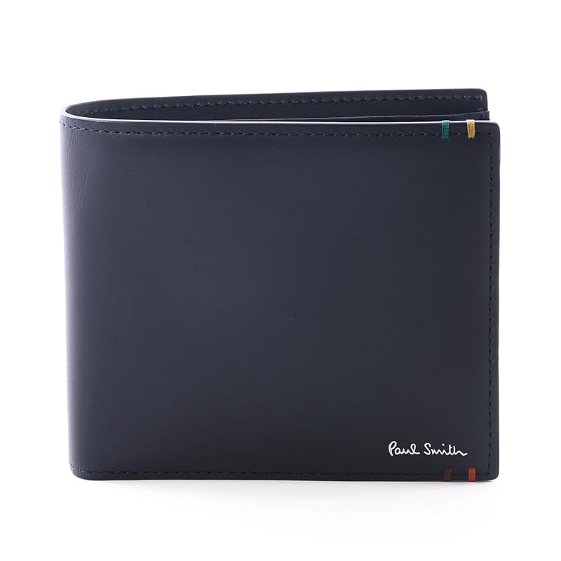 

[Paul Smith] Set item/Name can be engraved Highlight stitch SS24 bifold wallet leather coin purse cowhide leather 813006 P854 (Navy, (no name)
