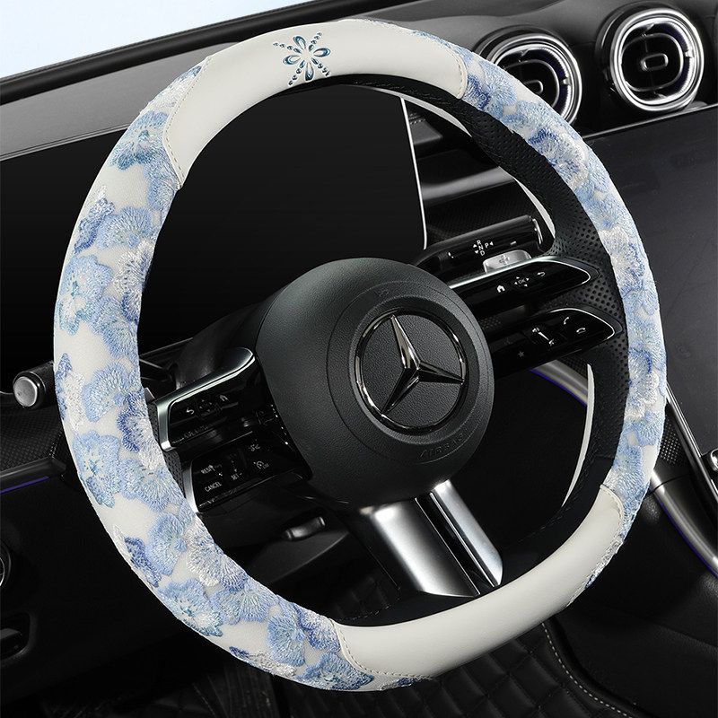 New Lace Floral Design Peugeot 307 207 301 308 408 Logo Car Steering Wheel Cover Universal for Women