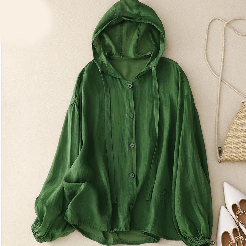 

Женская рубашка с защитой от солнца весна-лето, хлопковая и льняная толстовка с капюшоном, женская повседневная рубашка с защитой от солнца для пляжного отдыха XXL