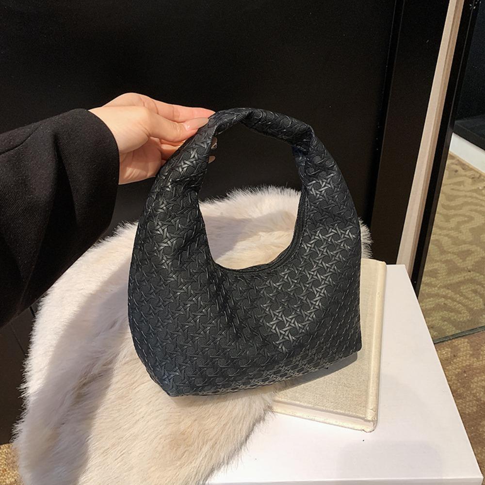 Texture Woven Embossed Hobo Anti-splash Water Crescent Pouch Portable Underarm Bag  Students