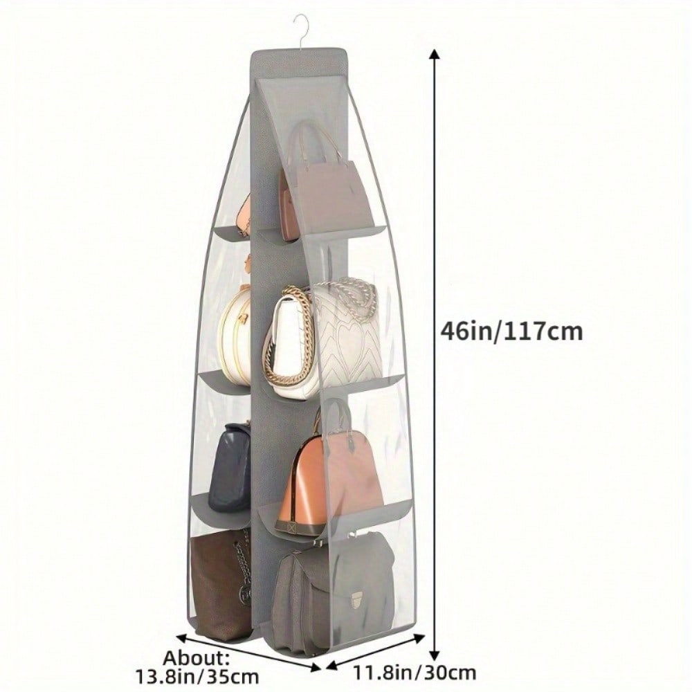 2 Pcs, 8-Pocket Hanging Handbag Organizer, Fragrance-Free Oxford Cloth Storage Rack, Space-Saving Closet Purse Holder