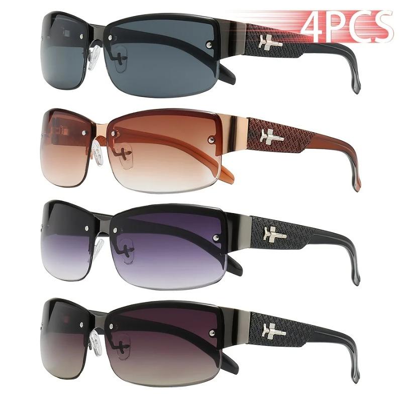 

4PCS Classic Retro Unisex Square Frameless Fashion Glasses for Men and Women