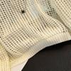 Women's Mesh Hollow Out Knitted Pullover Early Autumn Solid Color Fashion Short Tops Long Sleeve O-neck Casual Sweater