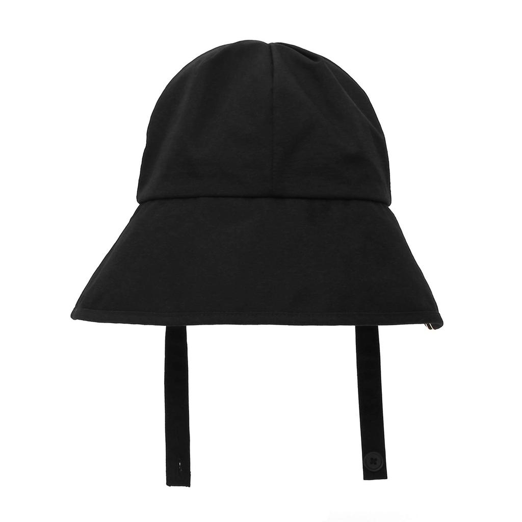 [SUB CONTROL] Bumbac Bio-Spălat Curea de Gât cu Buton Detașabil Bor Lung Adânc Unisex Protecție Solară UV Pălărie Găleată pentru Femei Șapcă Coreeană (Bio Black)