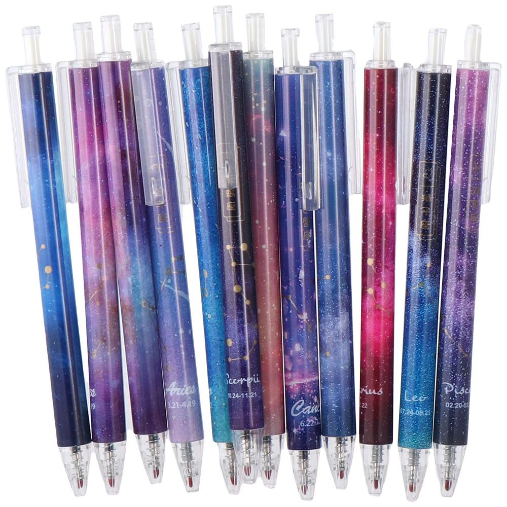 12 Pcs Gel Pen 0.5mm Black Ball Point Pens Constellations Office Supplies