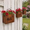 Rustic Metal Handbag Planter with Double-Sided Hello and Welcome Signs, Farmhouse Wall Mount Flower Pot, Vintage Hanging Purse Shaped Succulents