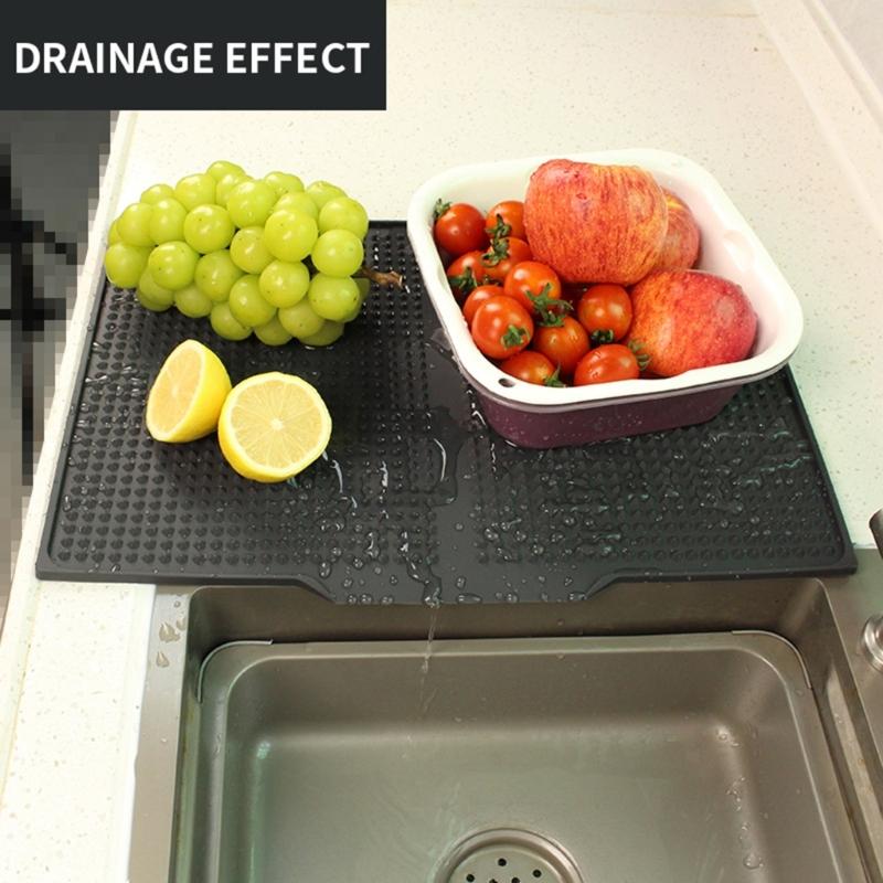 Folding Silicone Dish Drying Mats Offers Space Saving Storage and Easy Cleaning Silicone Texture for Home Cooking Lover