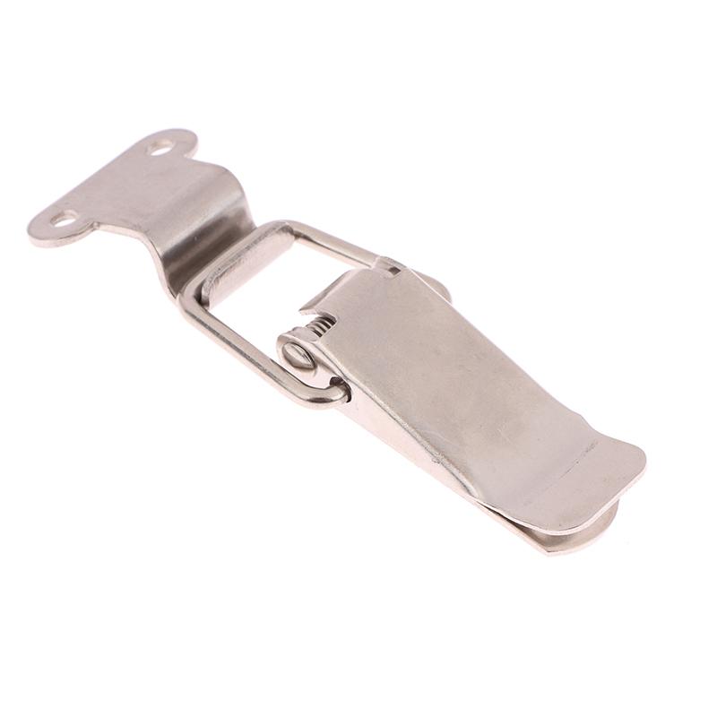 Stainless Steel Spring Loaded Draw Toggle Latch Clamp Clip Silver Hasp Latch Catch Clasp 90 Degrees Duck-Mouth Buckle Hook Lock