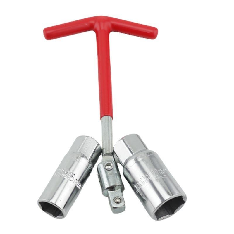 2Pcs Spark Plug Spanner Combination Wrench 16/21mm Remover Tool Universal T Handle Socket Spanner Steel Change for Spark Plug Sleeve Pack of 2