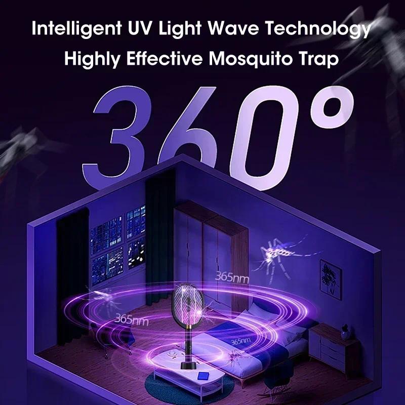 Electric Mosquito Swatter with UV Light, Rechargeable 3000V Electric Insect Killer for Indoor/Outdoor Home Garden Camping Travel