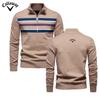 Callaway 2025 Autumn/Winter Embroidered New Large Men's Sweater Half Zipper Knitted Sweater Casual Striped Men's Top