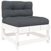 10 piece Garden Lounge Set with Cushions White Solid Wood