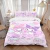 3pcs Casual My Melody & Kuromi Bedding Set - 1 Soft Quilt Cover + 2 Pillowcases, Machine Washable - Suitable for All Seasons, Perfect Gift F