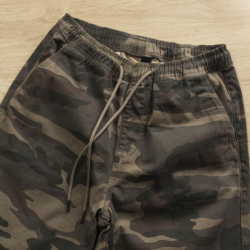 Shawn Yue Men's Retro Camouflage Elastic Waist Shorts