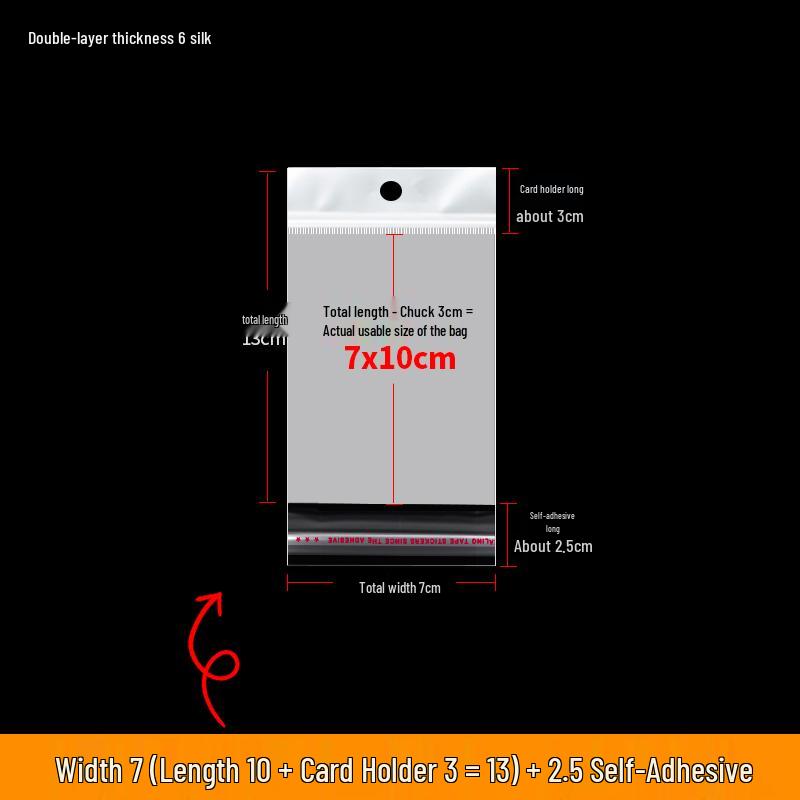 Self-Adhesive Transparent Jewelry Earring Bags with Header and Hanging Hole