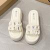 Fashion 8CM Summer High Platform Women Sandals Wedge Heels Slippers Crystal New Beach Outside Chunky Sandals Comfort Casual Slides Woman