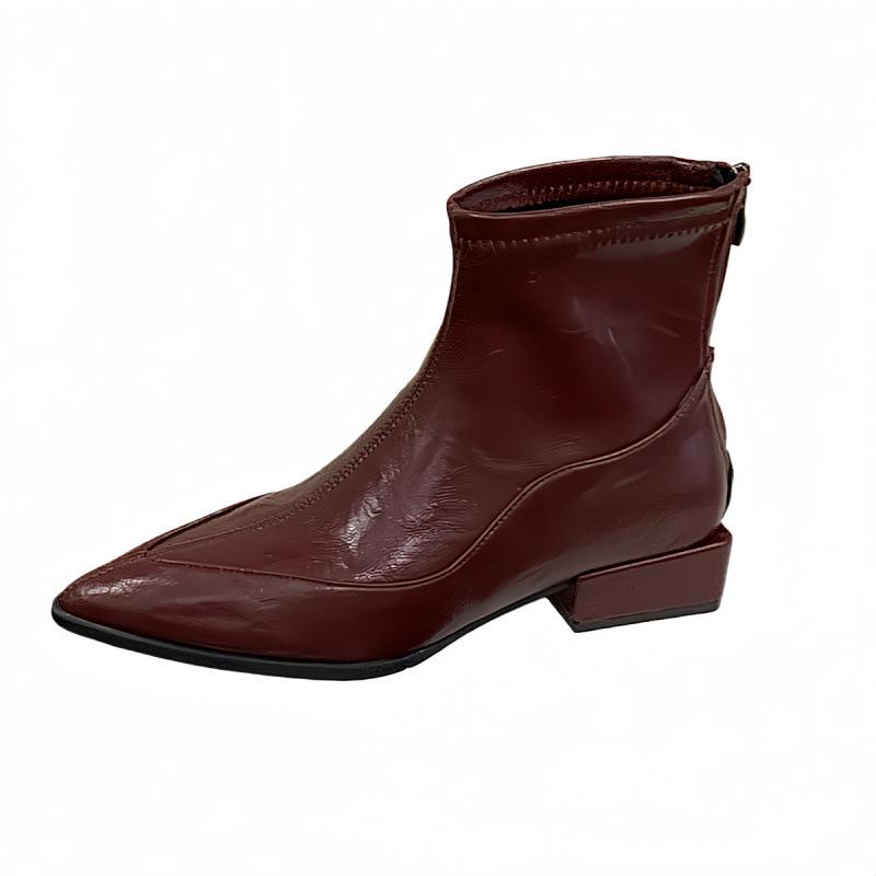 Short Boots Women's 2025 Autumn and Winter New Black French Thick Heel Elastic Thin Boots Martin Boots