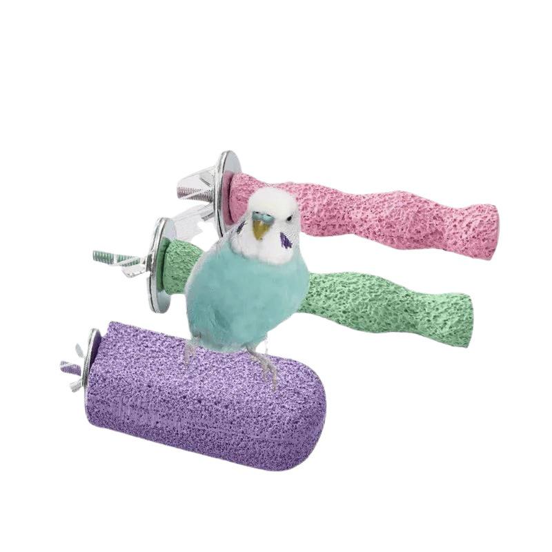 Parrot Perch: Small Bird Claw and Beak Grinder with Resting Platform and Chew Toy