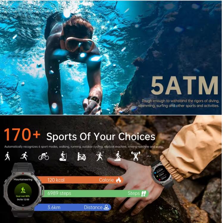 T-Rex 3 Ultra GPS Smart Watch 5 ATM Waterproof Built-in Dual-band GNSS Compass Military Sport Smartwatch Men 2025 New For Xiaomi
