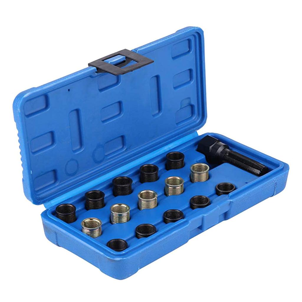 Professional 16Piece Engine Repair Spark Plugs Thread Repair Tool, M14x1.25mm With Steel Construction And Storage Case