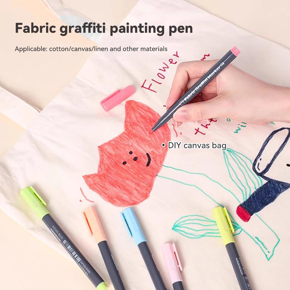 6colors/Set Fabric Paint Marker Pen Clothes Textile Waterproof Diy Crafts T-Shirt Bag Shoes Permanent Art Graffiti Color Markers