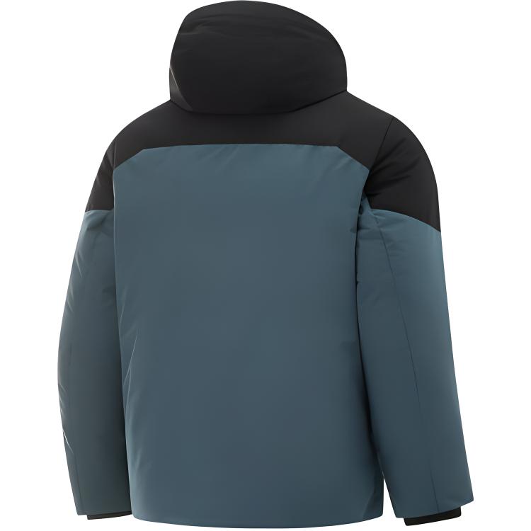 Li-Ning Fitness Series Sport Leisure Simple Color Block Loose Hooded Down Jacket Men Outerwear Dark-Blue Black AYMU639-3