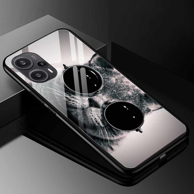Tempered Glass Phone Case For Xiaomi Poco F5 5G F5Pro Cover Poco F5 Pro Redmi Note 12S 12C 12 4G Luxury Hard Back Bumper PocoF5