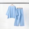 Women's Solid Vintage Pants Set Cotton Linen Casual Long Sleeve Loose Cotton Set