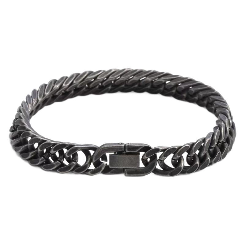 Mens Titanium Steel Cuban Link Bracelet Retro Bold Style Accessory