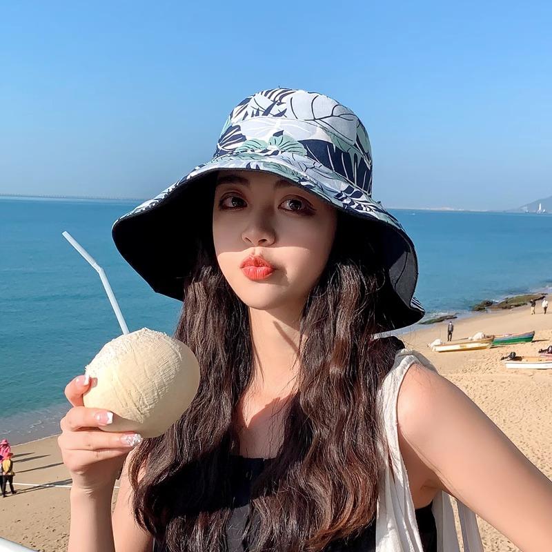 Sunscreen hat women's summer double-sided bucket hat UV protection new big brim sun hat versatile basin hat sun hat