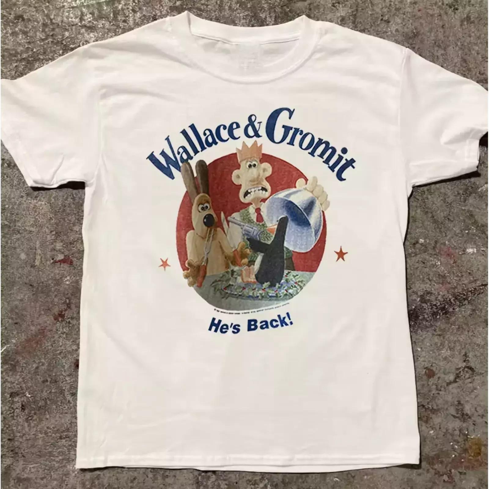New Wallace And Gromit He s Back S-234Xl White shirt HK053 S разноцветный