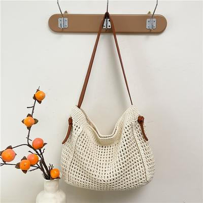 2025 Nova Bolsa de Palha de Verão Feminina de Grande Capacidade, Bolsa de Praia Feminina Simples e Moderna, Bolsa de Ombro Diária para Viagem