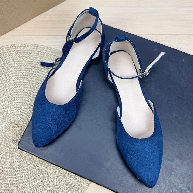 Fashion Flat Shoes for Women's Spring and Autumn Plus Size Pointed Sandals Women's 41-43 French Work Shoes Ladies Loafers Women