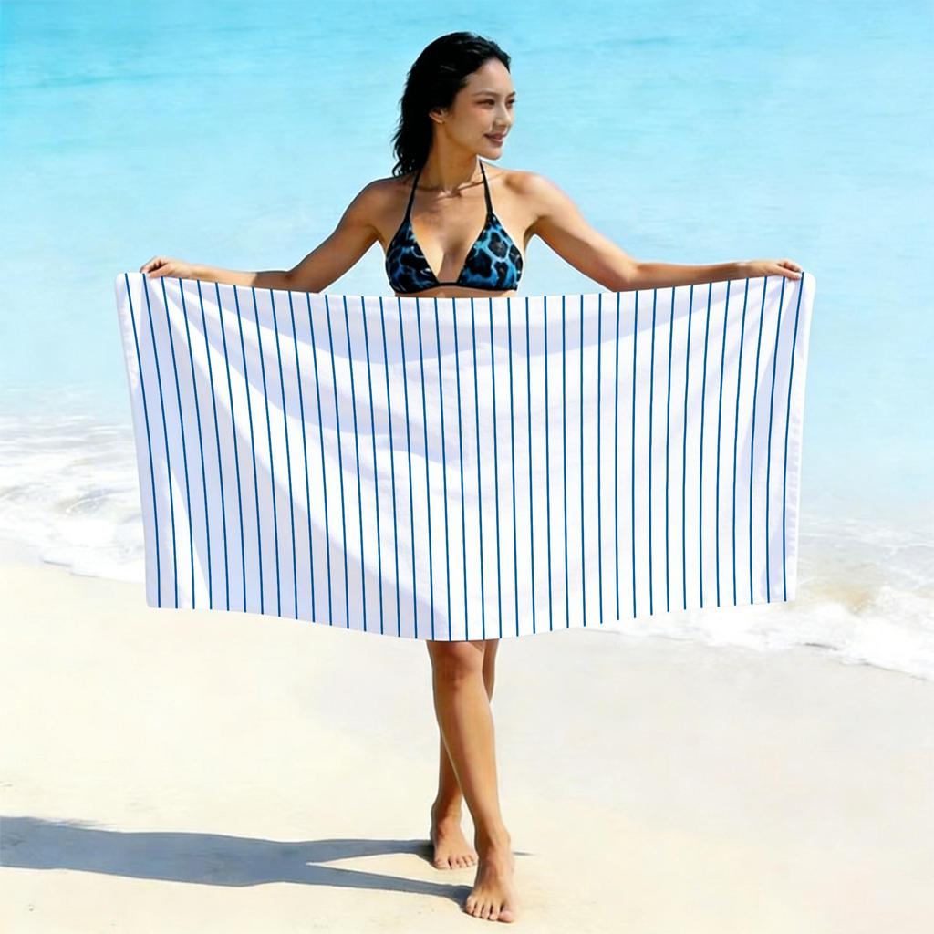 Ultra-Absorbent Striped Beach & Bath Towel - Thick, Soft, Microfiber
