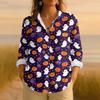 Dámská retro halloweenská potištěná košile s dlouhým rukávem na knoflíky, ležérní top s klasickým límečkem