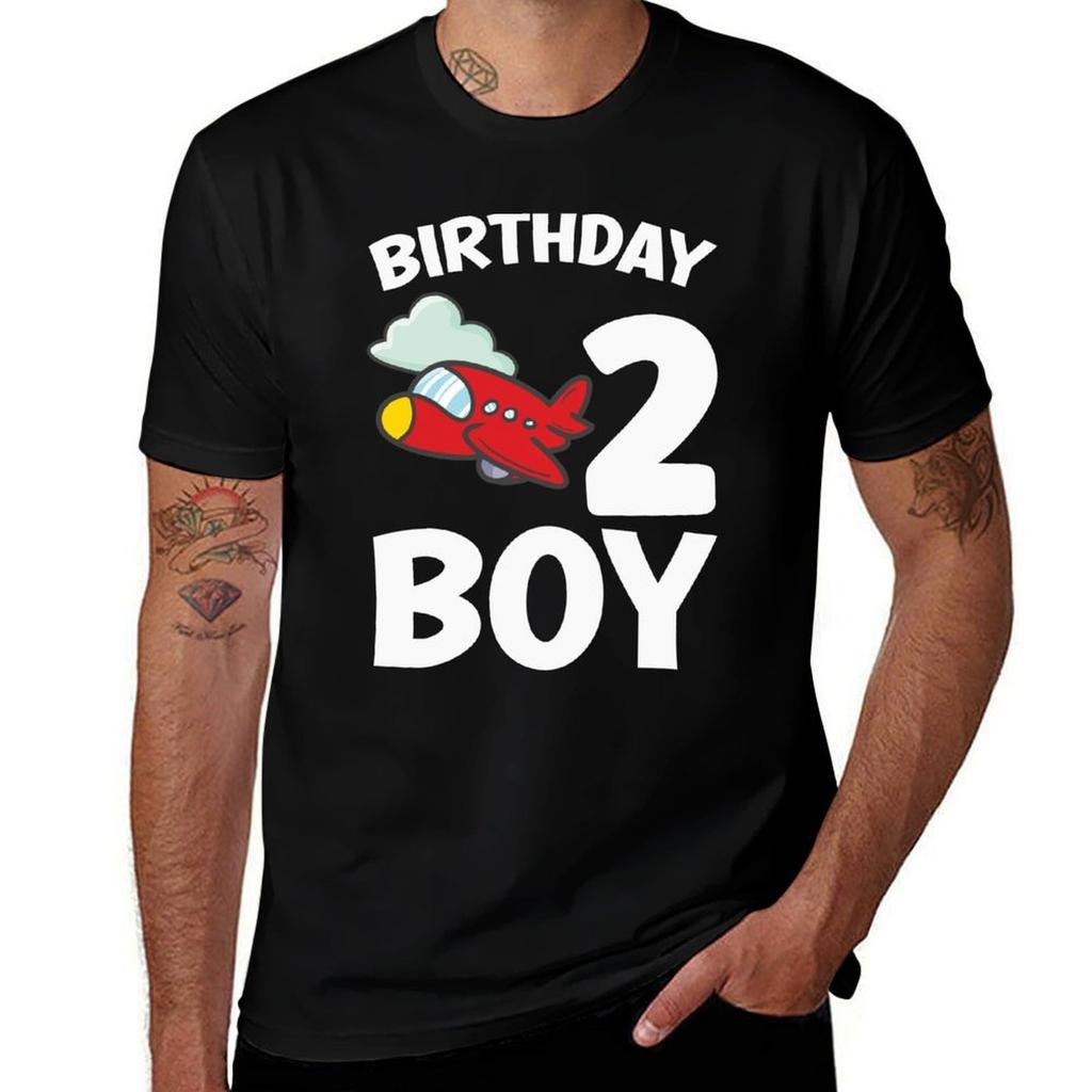 Airplane Birthday Boy Party nd Birthday Airplane TShirt Urban Style Casual Short Sleeve Top