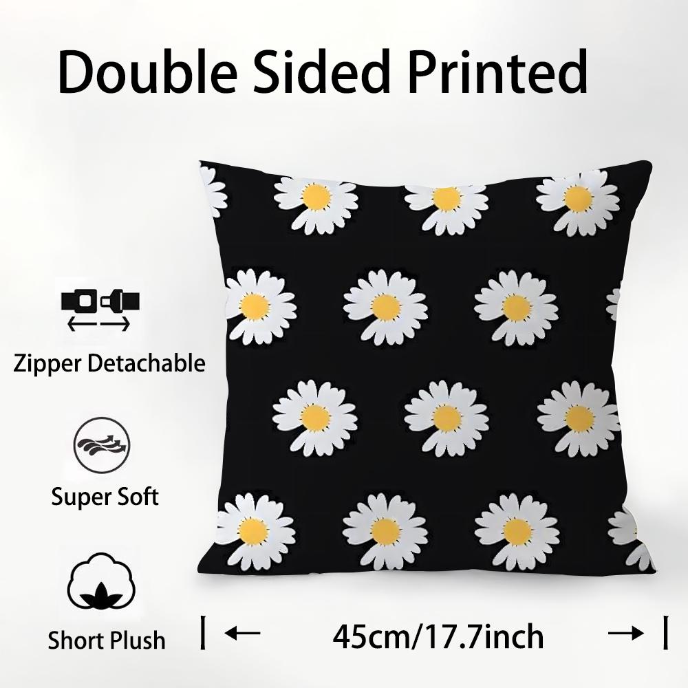 Daisy P-PEACEMINUSONE Pillow Case Plush Fabric Soft Double Sided Print Sofa Cushion Cover Throw Pillow Covers