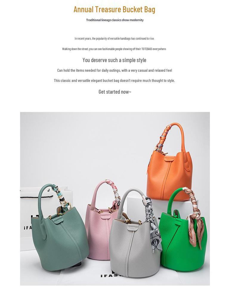 Genuine Leather Large Capacity Vegetable Basket Bag 2024 - High-End Women's Shoulder Crossbody Handbag