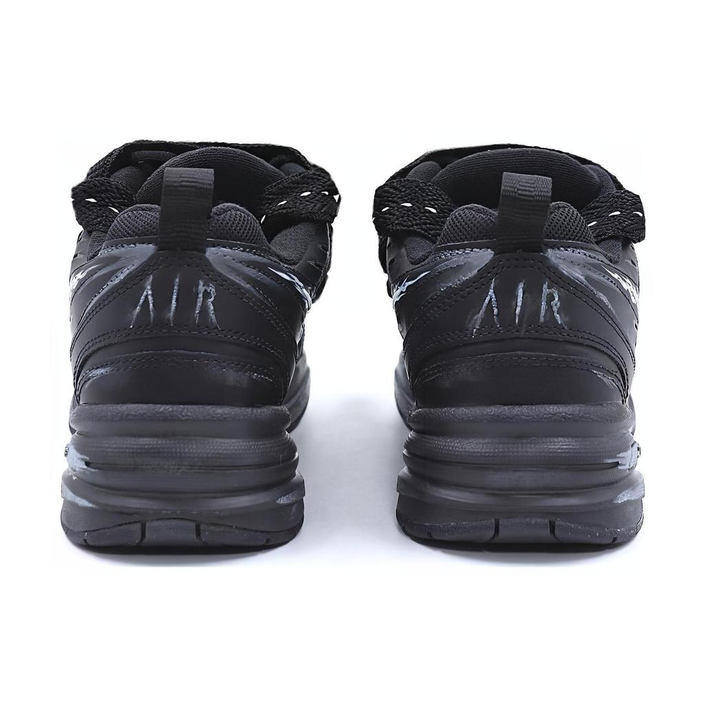 Nike Air Monarch 4 Low Top Chunky Sneakers Unisex Obsidian Black Silver 415445-001(Team25-XSC)